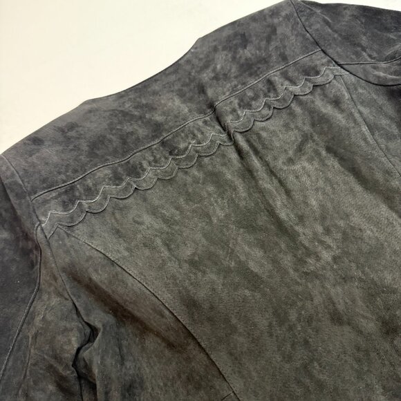 NWOT! Black Suede Leather Jacket - Dennis Basso SIZE 14 - Picture 7 of 10
